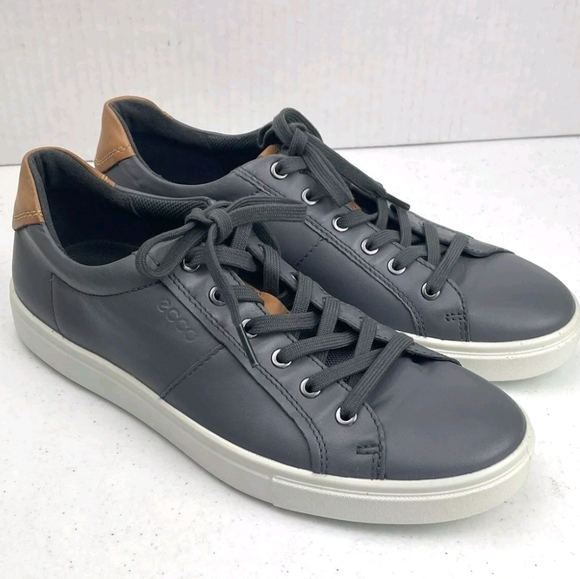 ECCO Leather Men's Soft 7 titanium gray sneakers size 12 - Picture 11 of 12